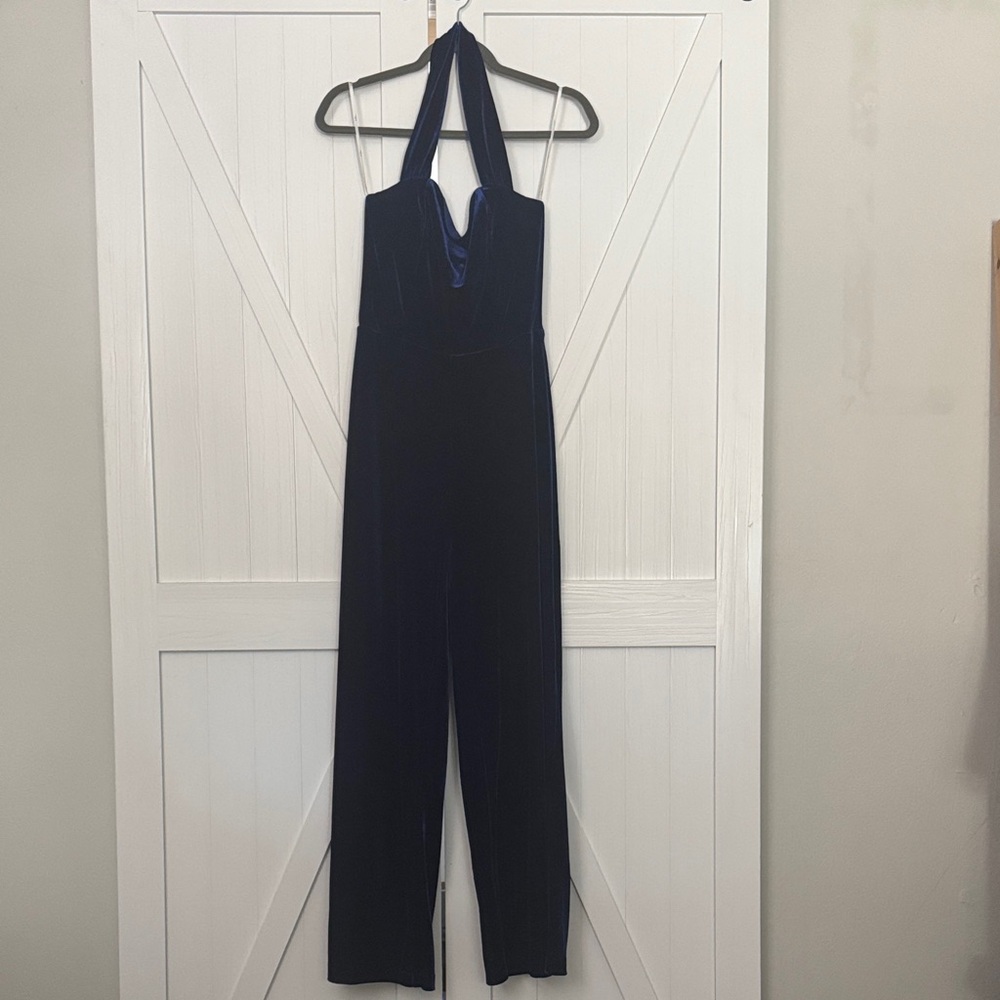 Lulu's Midnight Blue Halter Jumpsuit